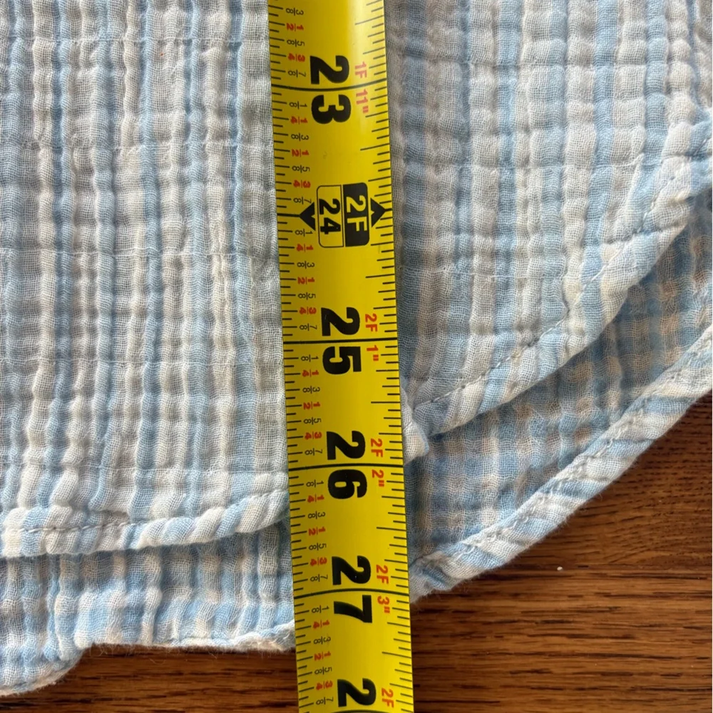 Time and Tru Womens Cotton Gauze Button Up Shirt Blue Stripe Muslin Crinkle XXL - Picture 7 of 10